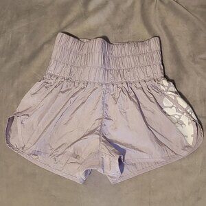 Free People Lavender Athletic Shorts Floral Print Built-in Liner Stretch XS